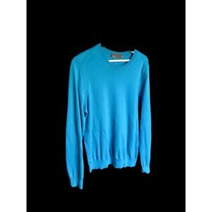 Vince Merino Wool Sweater Men's Medium Blue Lightweight Pullover Distressed